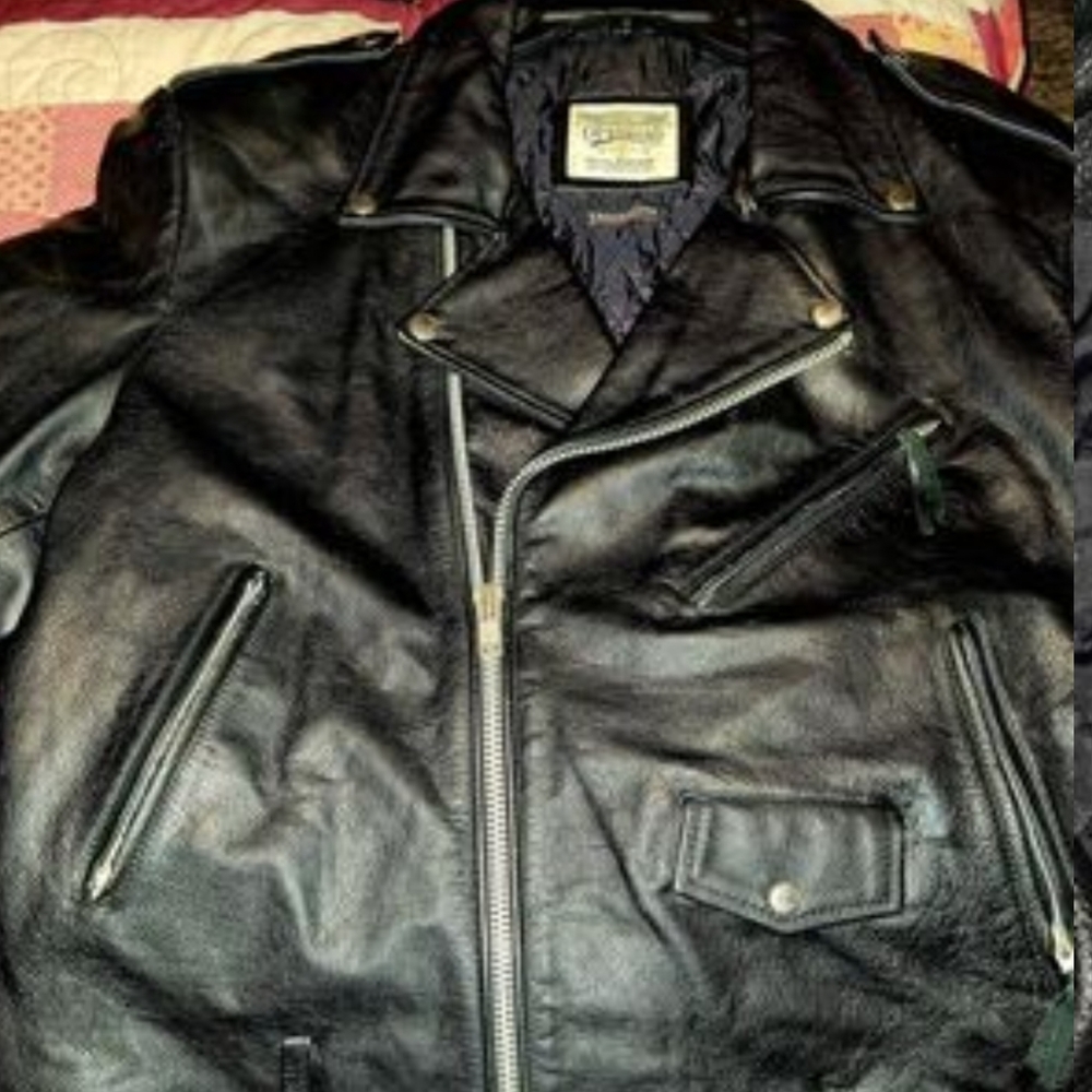 Vintage leather motorcycle riding jacket